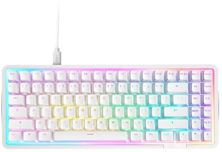 NZXT Magnetische RGB-Gaming-Tastatur Function Elite MiniTKL – anpassbare Betätigung, Doppelschienen-Halleffekt-Schalter, Rapid Trigger, 8K-Abfrage – verbessertes Tippgeräusch und -gefühl – DE – Weiß