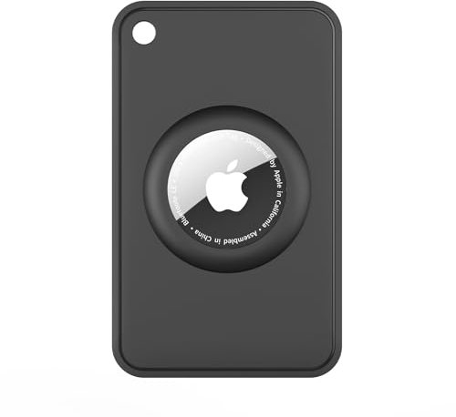 AirTag - Porta carte di credito, ultra leggero, sottile, per Apple AIrtags, con foro portachiavi, design anti-smarrimento per portafoglio, borsa, zaino, borsa, pochette (nero)