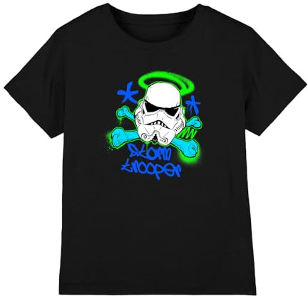 Star Wars Stencil Trooper Unisex Kids T Shirt, Black, 7-8 Years
