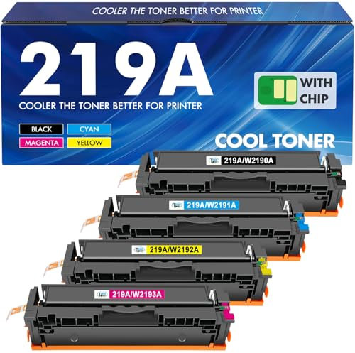 219A 219X MFP 3302FDWG Toner Mit Chip: 4-Pack Kompatible Ersatz für HP 219A 219X für Color Laserjet Pro MFP 3302SDWG 3302FDNG 3302FDW 3302SDW 3302FDN 3202DN 3202DW W2190A Schwarz Cyan Magenta Gelb