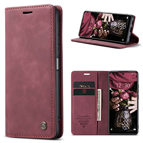 Phernykas Handyhülle für Xiaomi Redmi Note 11/11S/12S 4G Hülle Leder,Magnetische Klapphülle mit kartenfach und Standfunktion Schutzhülle Lederhülle Note 11 Flip Book Case (Weinrot)