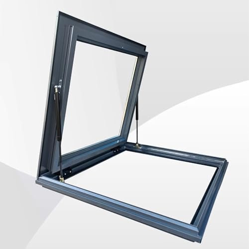 VPAIUNCKU Finestra per Lucernari in Lega di Alluminio - Vetro Doppio, Ventilazione Manuale, Design Quadrato/rettangolo, Ideale per La Soffitta, La Sala da Sole, Il Seminterrato 80x90cm/31.5x35.4in