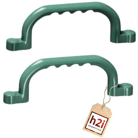 h2i 2 Stück Haltegriffe Spielturm & Klettergerüst | Handgriff aus Kunststoff für Stelzenhaus & Hochbett | wetterfeste Spielplatz Griffe | inkl. Befestigungsmaterial | Spielturm Zubehör | dunkel-grün