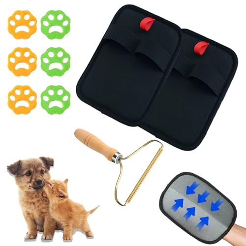 ZexJpr 9-teiliges Tierhaarentferner Handschuh, Set für Hunde- und Katzenhaare, Effiziente Haarentfernung Von Kleidung Und Möbeln, Kratzer Für Auto Und Haushalt,Hund Verliert Haare