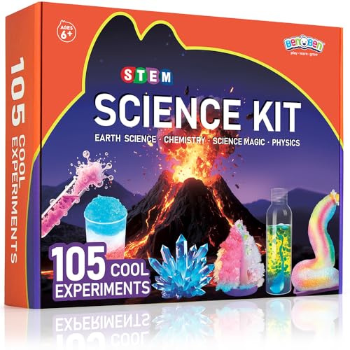 BenBen 105+ Experimente für Kinder ab 6 7 8 9 10, Wissenschaft Experimentierkasten für Kinder, STEM Spielzeug Geschenk für Jungen Mädchen