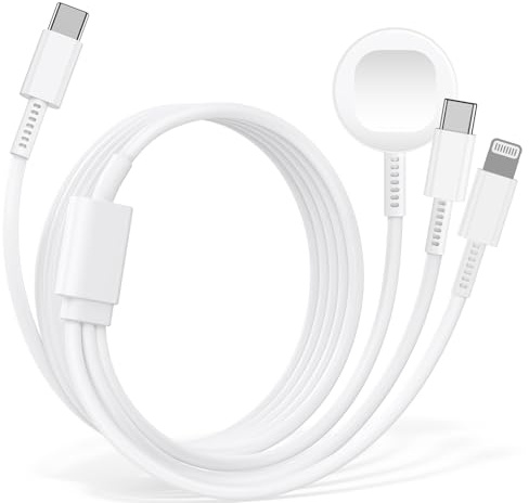 Watch Charger for Apple iWatch 3 in 1 Charger Cable 2M for iPhone iPad Android Devices Charging Compatible with iWatch Series 10/9/8/7/6/5/4/3/2/1/SE/Ultra & iPhone 17/16/15/14/13/12/11/Samsung S25