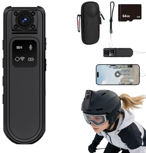 Snrtevu SnowVision PRO Kamera, 2K Ski Camera auf dem Helm, Action Camera Skifahren mit 180° Drehobjektiv, Stabilität bei Speed, Kompakt Mini, Ideal für Ski & Snowboard (Standardversion)