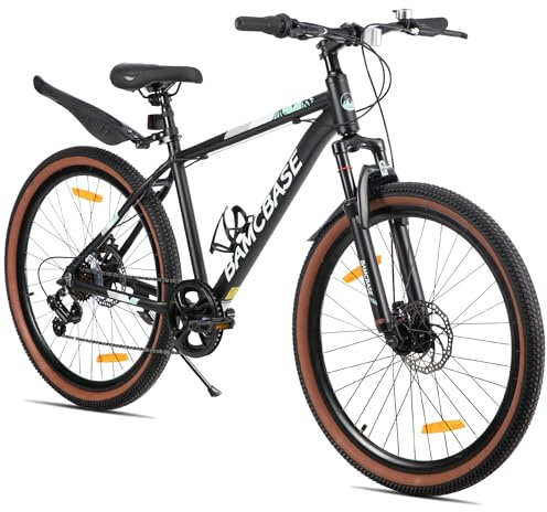 HILAND Bloomer Mountainbike 26 Zoll MTB für Herren und Damen, 7-Gang Fahrrad mit Aluminiumrahmen, Federgabel und mechanischen Scheibenbremsen, Unisex Fahrrad für Alltag, Freizeit und Gelände