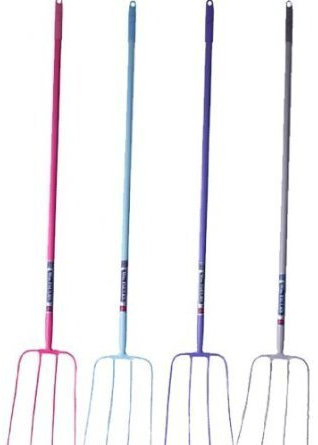 Faulk's Four Prong Long Handle Manure Fork: Purple