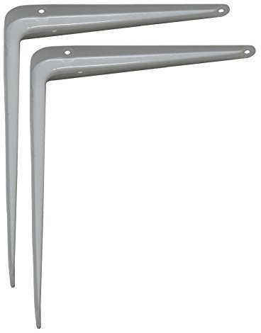 AERZETIX - 2x Equerre Console Emboutie d'étagère pour Fixation Murale -20/25cm - en Acier - Blanc