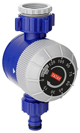 TATAY Temporizador Riego Manual | Programación hasta 2 Horas | Riego por Goteo | Connectador de Grifo 1 y 3/4 | Riego Manual | Protección Anti UVA | Fácil Instalación | Conexión Universal