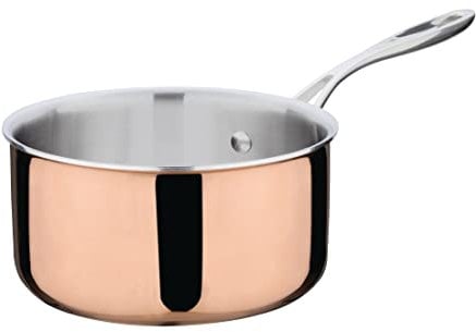 Vogue Casserole en cuivre 3 couches induction 180mm/2,3 litres, matériaux : aluminium acier cuivre à trois parois, compatible induction, couvercle vendu séparément (Y423), CM675