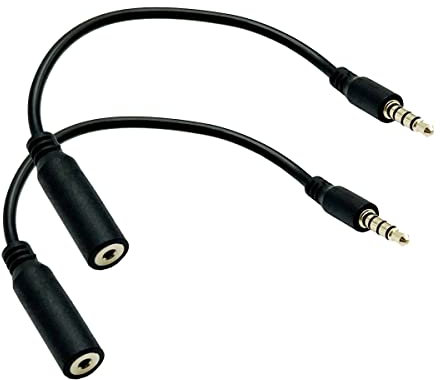 Seadream 6 inch 4-Pole 3.5mm Male to 2.5mm Female Headset Audio Adapter Cable Extender Stereo Jack (1Pack)