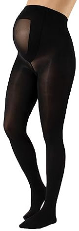 CALZITALY Collants Opaques de Grossesse Confort | S, M, L, XL, XXL, 3XL, 4XL | 100 DEN | Fabriqué en Italie (XL, Noir)