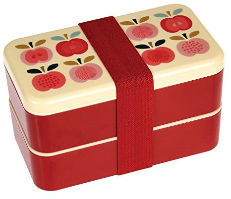 Lunchbox mit 2 Fächern, Bentobox, BPA-frei, plastik, Vintage Apple, 18 x 10 x 10.5 cm