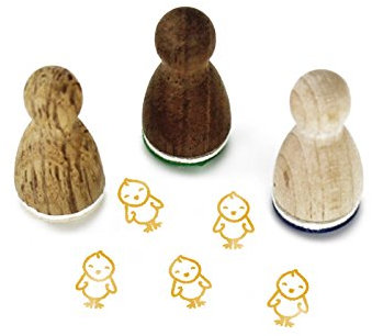 Stemplino® Ministempel - Motiv: Küken - 12mm Durchmesser - Holzstempel Kinder Stempel Bullet Journal Stempel Huhn Stempel