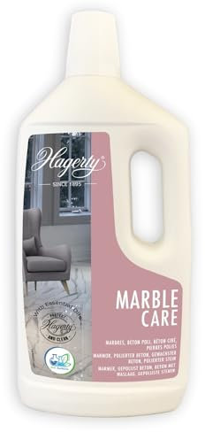Hagerty Marble Care Marmor Reiniger 1 Liter I Effektives Reinigungsmittel für Böden aus Marmor poliertem Beton geschliffenem Stein I Remineralisierende Marmorpflege angereichtert mit Bergkristall