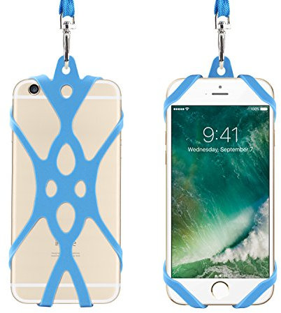 Remeel Handy Lanyard mit universalem Handyhülle Halter aus Silikon für iPhone Samsung Nokia Motorola Huawei und auch für alle Größen von Smartphones (Hellblau)