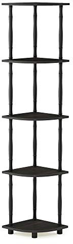 Furinno Eck-Mehrzweckregal mit 4 Fächern, holz, Espresso/Schwarz, 29.46 x 29.46 x 146.56 cm