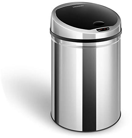 Fromm & Starck Sensor Mülleimer 30 L Abfalleimer mit Sensor Rund Automatischer Mülleimer Edelstahl mit Inneneimer Silber