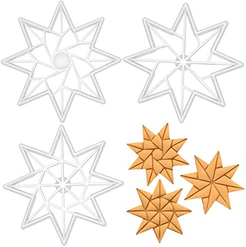 3er Set Origami-Stern Ausstechformen (Formen: 8-seitig, Stil 1, 2 und 3), 3 Teile, Bakerlogy