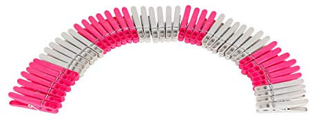 Kleeneze KL064431EU, Mollette Robuste e Durevoli, Confezione da 50 pezzi, Cestino Mollette da Bucato, Mollette Bucato Resistenti Antivento, Mollette Stendibiancheria, Grigio/Rosa