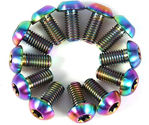 Boulons de vélo, 12Pcs T25 M5x10 Titane Vélo Torx Tête Boulons Vis De Frein À Disque(Coloré)
