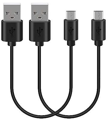 Geekria Micro-USB Câble de Recharge, Compatible avec JBL Tune 700BT, 450BT, Live 500BT, T110BT, Endurance Jump, E25BT / USB-A to Micro-USB Chargeur, Cordon de Charge de Remplacement(Noir 2 Pack 1FT)