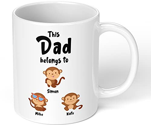 Print Maniacs Personalised Fathers Day Mug Gift Dad Uncle Grandad Christmas Birthday New Born First 1 Monkey (Dad)