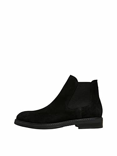 SELECTED HOMME Herren SLHBLAKE Suede Chelsea Boot B NOOS Stiefel, Black, 41 EU