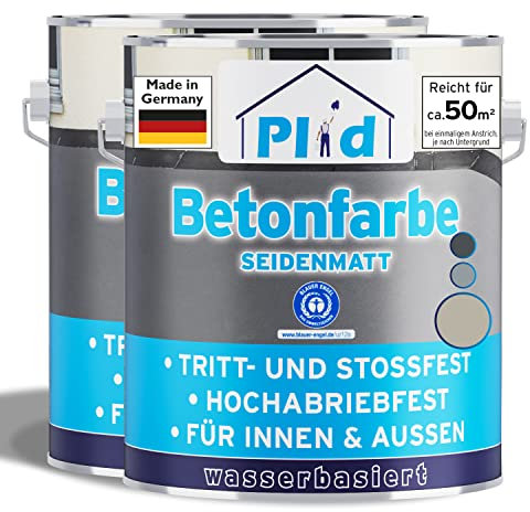 Plid® Peinture Béton 5l Gris Silex – Peinture Sol et Mur Intérieur & Extérieur/Haute Résistance, Séchage rapide/Idéale Garage, Cave, Sous-Sol, Terrasse, Escalier, Parking, Atelier, Entrepôt