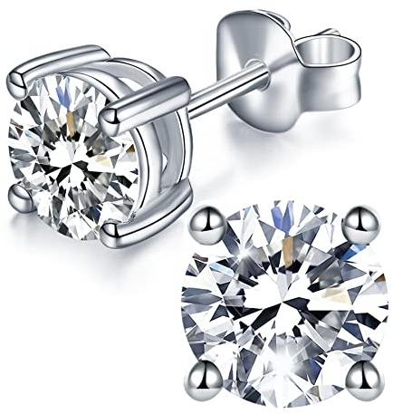 IMOLOVE Boucles d'oreilles à tige moissanite pour femme en argent sterling hypoallergénique 1-3 carats couleur D, 1 CT/Pair, Or blanc Argent sterling, Moissanite