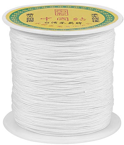 Craftdady 150yards 0.5mm Nylon Cord Braided Beading Thread Chinese Knotting Macrame Rope Cord String for DIY Bracelet Necklace Jewelry Making, White