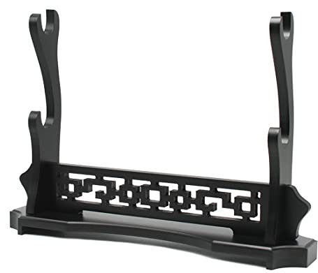WANLIAN Schwertständer, zweistufiger Schwerthalter, Desktop-Samurai-Schwert, Katana, Gladiator-Schwertständer für Display, Schwarz