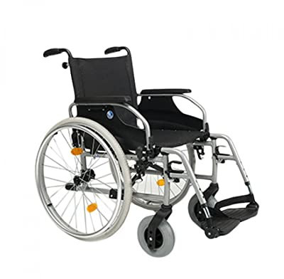 FabaCare Rollstuhl D200 mit Trommelbremse, Leichtgewichtrollstuhl Faltrollstuhl, vieles Einstellbar, faltbar, Premium Transportrollstuhl, Sitzbreite 48 cm