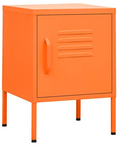 vidaXL Nachttisch 1 Regalboden 1 Schloss Modern Nachtschrank Nachtkonsole Nachtkommode Schlafzimmer Schrank Kommode Orange 35x35x51cm Stahl