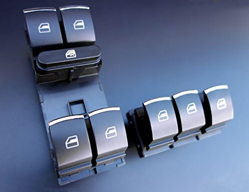 Fensterheber Schalter Set 4 Türer Alu Look UPGRADE VERSION Beleuchtung Grün