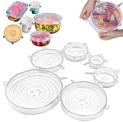 6 pezzi Coperchi Elastici In Silicone Estensibile Riutilizzabili, Tappi per Vari Contenitori,Piatti,Scodelle,Tazza
