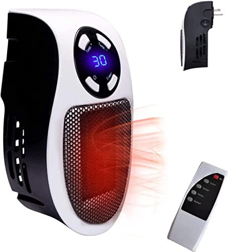 Calefactor 500W, Calefactores bajo Consumo, Calefactor Baño, Calentador de enchufe para el hogar y para llevar, Calefactor con Termostato, 3 Modo Calentador