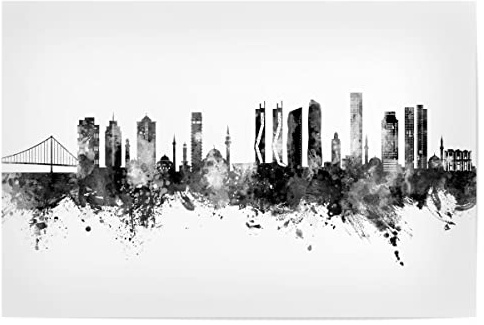 artboxONE Poster 75x50 cm Städte Izmir Türkei Skyline Schwarz - Bild Izmir Izmir malerei