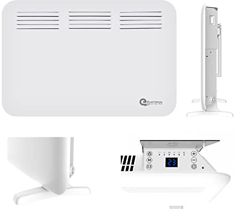 1000W/1500W/2000W Electric Panel Heater Wall Mounted - LOT20/ERP Compliant c/w 24/7 Timer/Thermostat - Wall Hung Fixings + Mounting Feet (1000W, Wall Mounted)