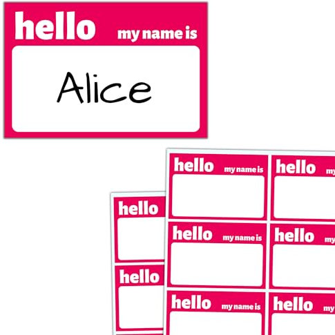200 Stück, Hello My Name Is Sticker, Namensschilder Aufkleber - Rot