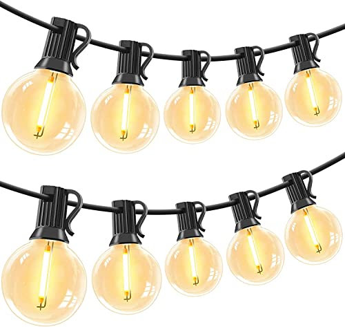 Lichterkette Außen - 20M / 66ft LED Lichterkette Strom mit 28+2 Glühbirnen für Terrasse Wasserdicht Aussen/Innen Warmweiße, Wetterfeste G40 für Balkon Garten Hochzeit Partys - Dimmer nicht enthalten