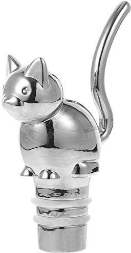 Cat Wine Bottle Stopper - Zinc Alloy Vacuum Sealer for Red Wine Novelty Barware Tool with Airtight Silicone Seal Unique Kitten Design Ideal Gift for Lovers