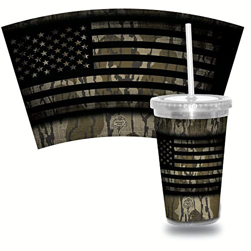 Rico Industries Wildlife USA Flag 16oz Clear Tumbler W/Straw - Team Colored Travel Tumbler for - Keeps Drinks Cold or Hot