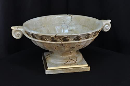 Blumenvase Barock Vase Antik Stil Handbemalt Blumenkübel Robust Retro Vintage Stil Medusa Mäander Dekorative Vase (Marmor)