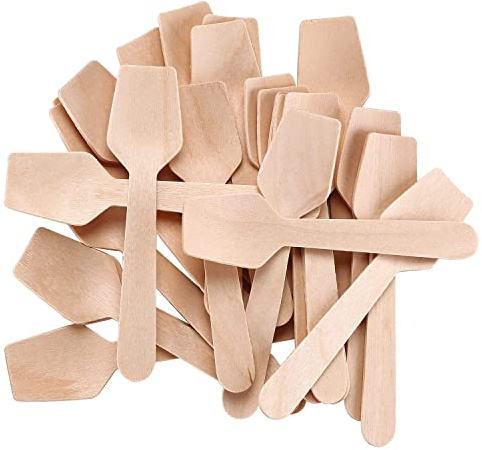 nalAmudhu Disposable Wooden Spoon | Eco Friendly, Biodegradable, Compostable, Eco-Friendly Pack of 100 (100MM-Icecream)