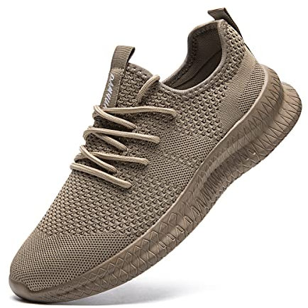 CAIQDM Schuhe Herren Laufschuhe Sneaker Outdoor Sportschuhe Turnschuhe Männer Joggingschuhe Atmungsaktiv Running Shoes Men Walking Schuhe Freizeitschuhe Fitness Schuhe Braun 46 EU