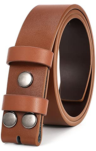 WERFORU Mens Leather Belt Strap Without Buckle Vintage Replacement Leather Belt Strap with Snap on Buckle Width 1.5 Inch