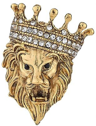 Épinglette vintage en forme de couronne pour homme, costumes en émail pour sacs à dos, manteaux, vestes, rois lions, robe de remise de diplôme, broche en cristal, Métal, Cristal
